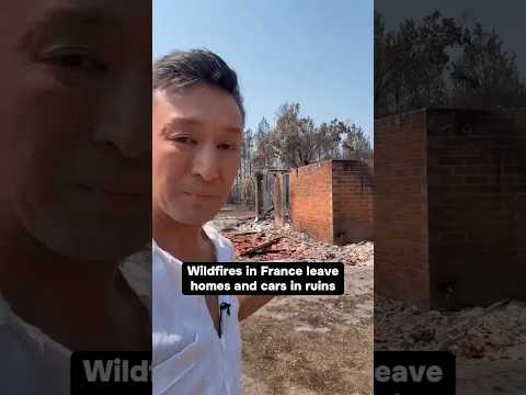 Wildfires in France leave homes and cars in ruins #shorts