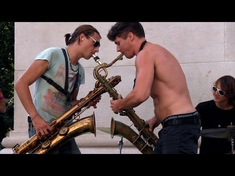 18 August 2012 Moon Hooch - "Number 9" "Bari 3" - Washington Square Park