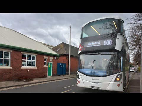 FULL ROUTE VISUAL: Nexus Metro Replacement 900 Monkseaton - Wallsend 6333/NK67 GOC Wright Streetdeck