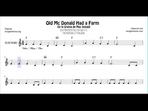 Old Mc Donald Had a Farm Sheet Music for Flute Recorder Violin and Oboe in Treble clef