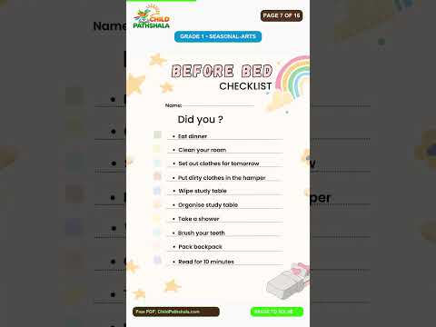 Grade 1 Chore Chart Kids Chore Chart