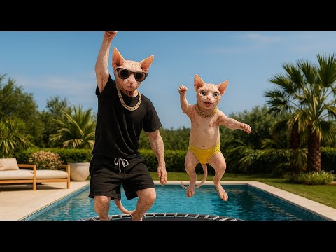 The kitten was laughed at by his ugly father cat. 