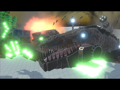 CYBORGMOSASAURUS VS WORKSHOP PREFABS UNITS EPIC BATTLES - ANIMAL REVOLT BATTLE SIMULATOR