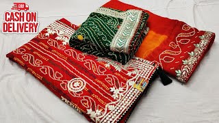 🔥 Rajasthani Special Jaipuri Chunri Bandhej Gotapatti Work Sarees, #jaipurisaree #chunrisaree