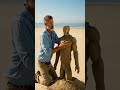 Master Builds Giant Iron Man Sand Sculpture from Scratch | Incredible Beach Art in 30 Seconds