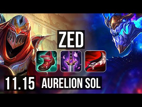 ZED vs AURELION SOL (MID) | 12 solo kills, Legendary, 1400+ games, 1.7M mastery | KR Master | v11.15