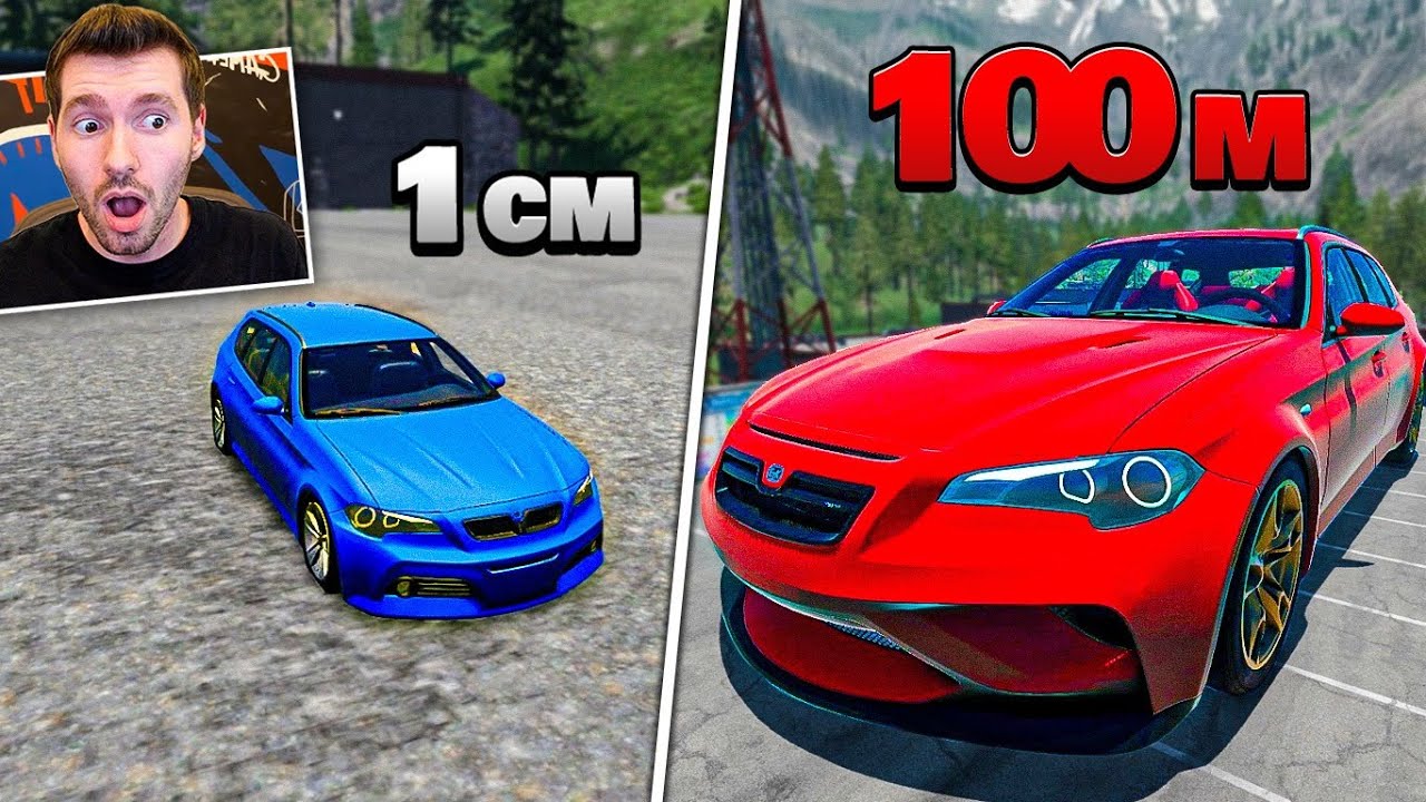 Destruindo CARRO DE 1 CM vs 100 METROS no BeamNG Drive!