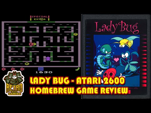 Lady Bug - Atari 2600 Homebrew Game Unboxing, Review, and Gameplay