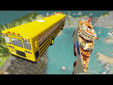 Jumping In Titanic With Cars #3 - BeamNG drive ( BMG )
