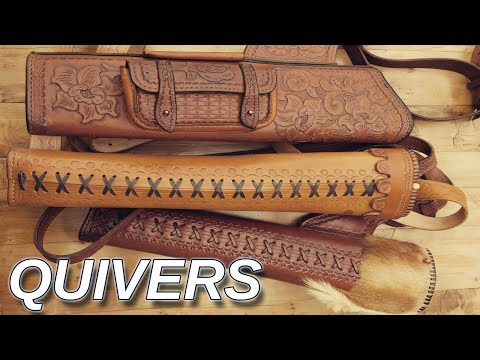 Leather Quivers for Longbow archers arrows, shoulder and back quivers