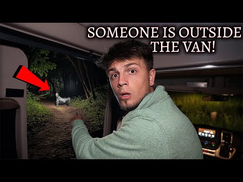TERRIFYING CAMPING IN MY VAN AT HAUNTED SKINWALKER FOREST - SOMEONE WAS OUTSIDE THE VAN! VERY SCARY