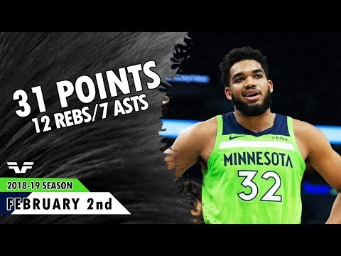 Karl-Anthony Towns - 2019.02.02 - TWolves vs Nuggets - 31 Pts, 12 Rebs, 7 Asts