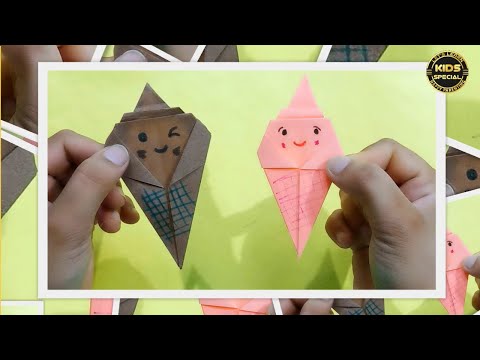 Origami ice Cream Cone Tutorial/Paper Ice Cream Cone/Origami for Kids/Easy Craft for Beginners!