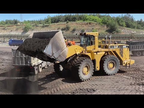 Caterpillar 990 Wheel Loader Loading Mercedes & MAN Trucks With Coal - Ektor Epe