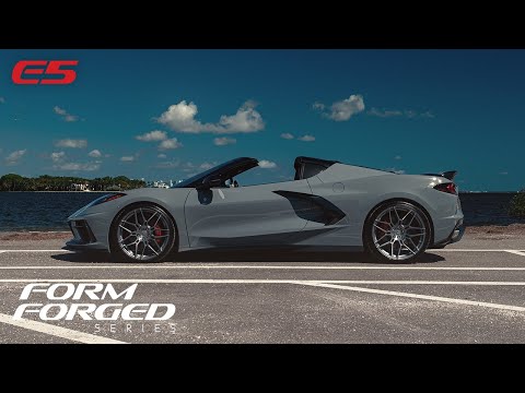2024 C8 Corvette Stingray lowered on Titanium Brushed Tint Speedway | E5 Wheels