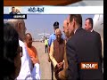 French President Emmanuel Macron arrives in Varanasi