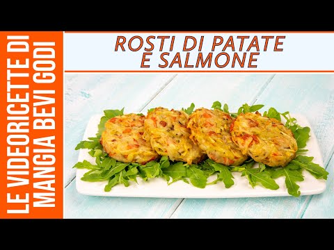 Rosti di patate e salmone al forno | Ricetta facile per frittelle di patate squisite e leggere
