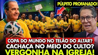 VERGONHA! TELÃO da COPA no PÚLPITO da IGREJA? CACHAÇA no CULTO? ALTAR PROFANADO JESUS MISERICÓRDIA!