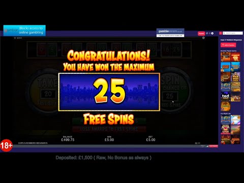 Online Casino slots live stream.- Roulette  spins and 25 free spins @ £5 cops and robbers :)