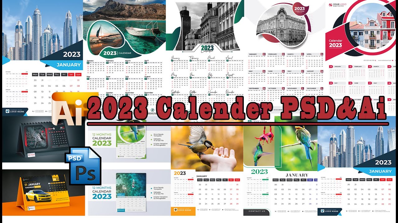 2023 Calendar in Photoshop and Illustrator | 2023 Calender Adobe Illustrator