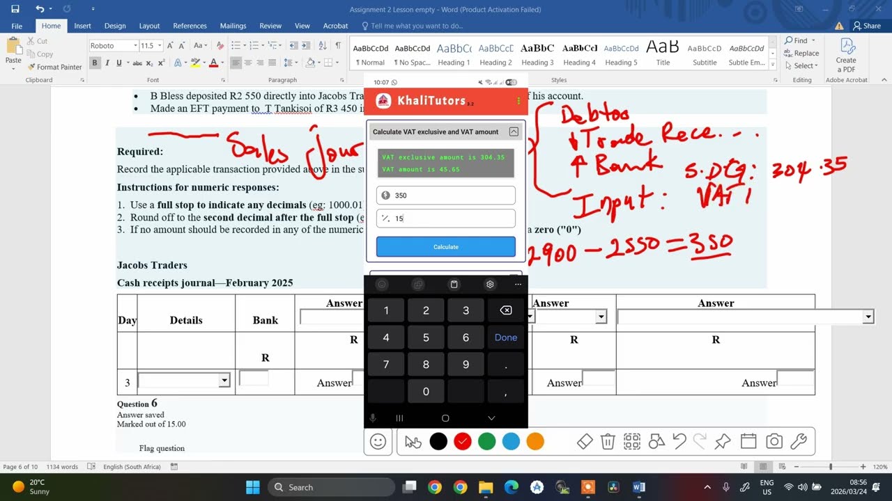 2026| FAC1502| Assignment 2| Question 5| Cash Receipts Journal