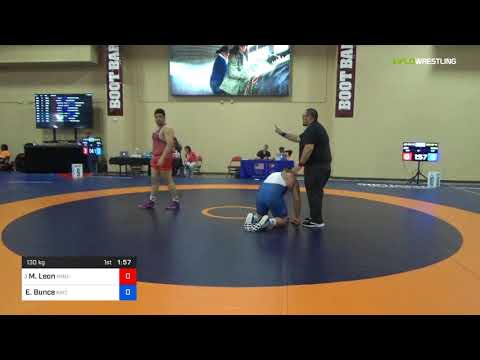 2018 Marine Corps US Open/UWW Junior Greco Roman 130 Rnd Of 16 - Marc Leon (NMU-) Vs. Ethan Bunce