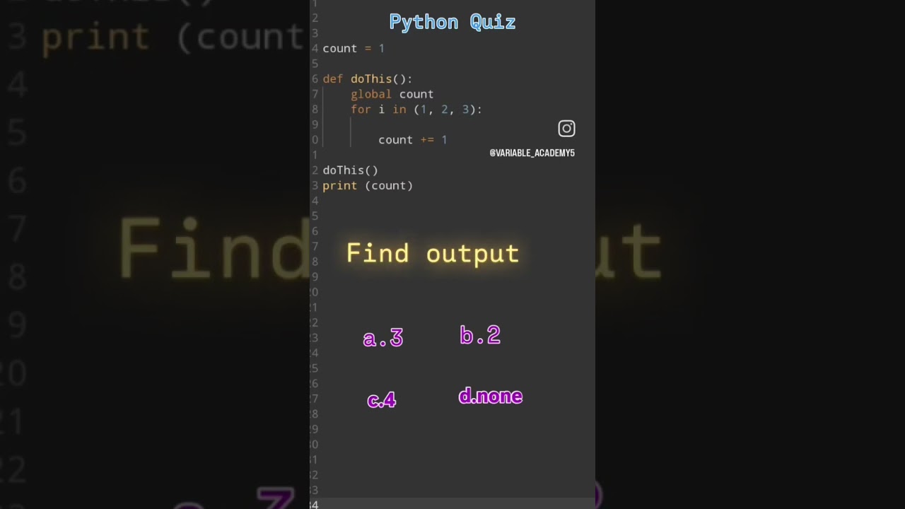 python Quiz comment output .#python #coding #programming #pythonprogramming #shortvideo #shorts