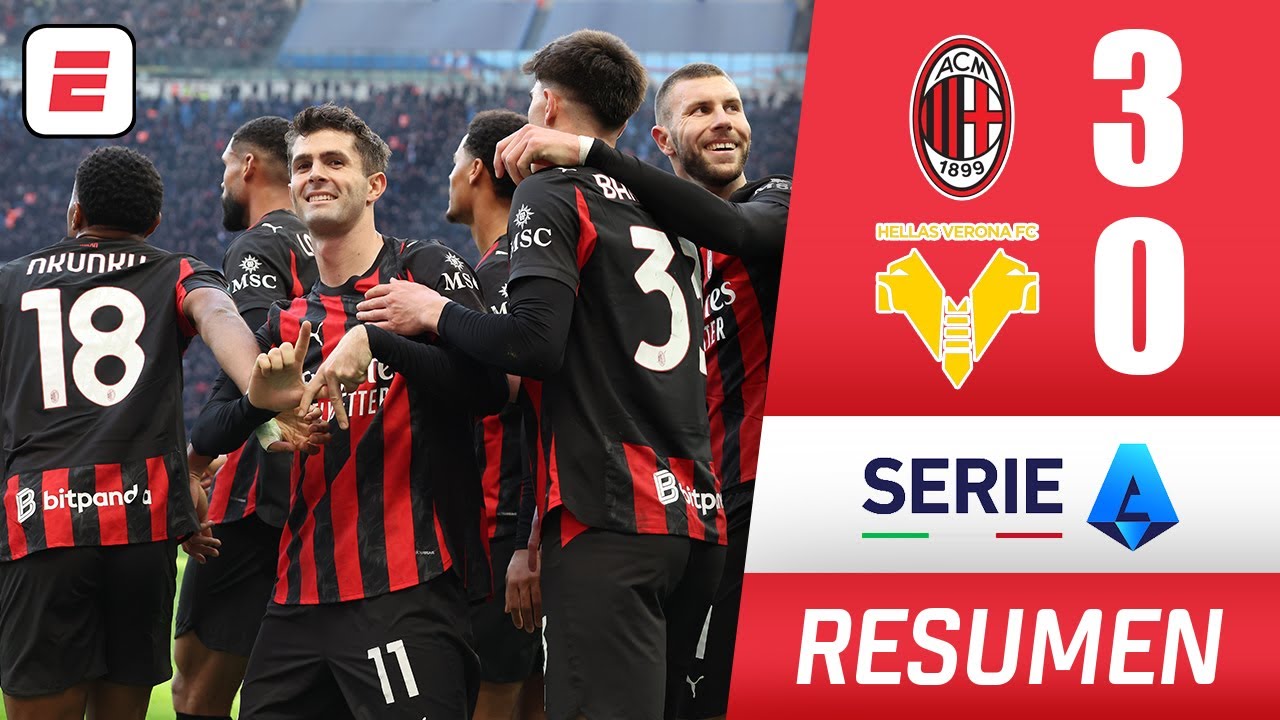 Milan goleó 3-0 al Hellas Verona y se subió a la cima. Gol de Pulisic y doblete de Nkunku | Serie A