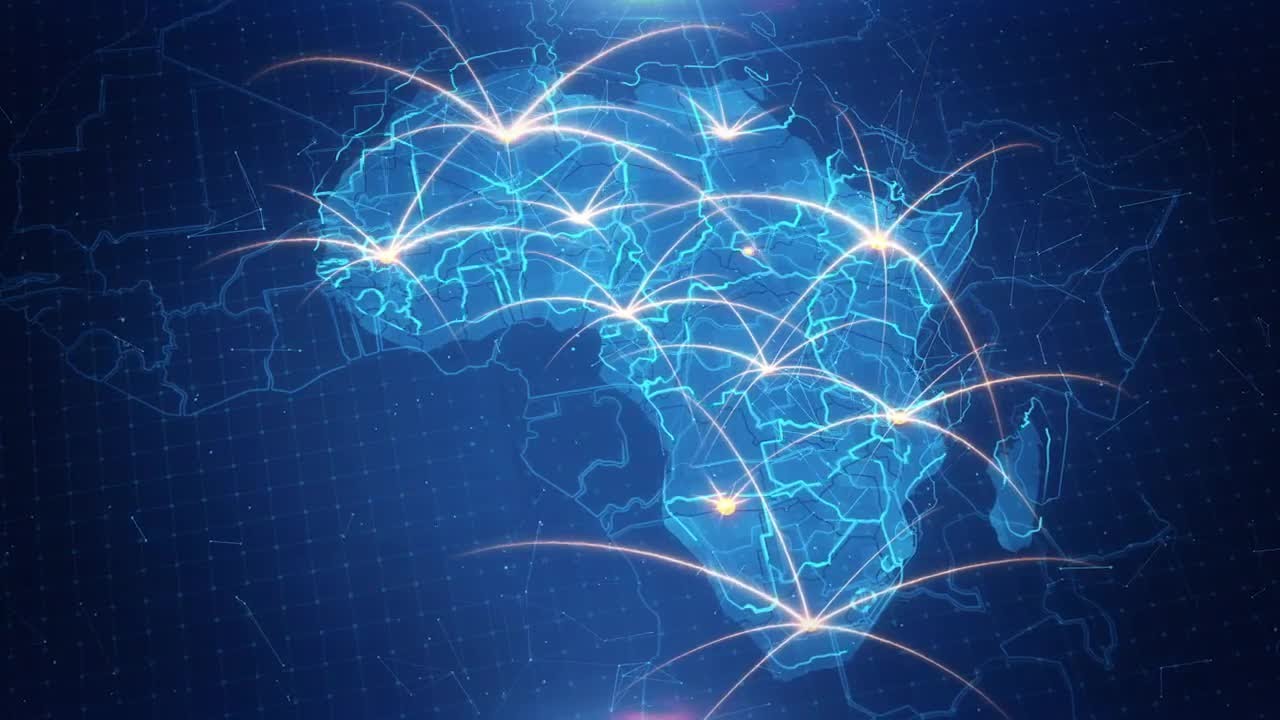 Africa Map Connection Stock Motion Graphics