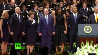 RAW: George Bush dancing during Dallas memorial service