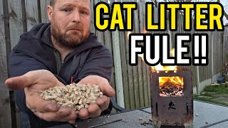 ( Emergency fuel HACK ? )​ I Burned CAT LITTER in my Bushbox Stove... (Emergency Fuel Hack?)