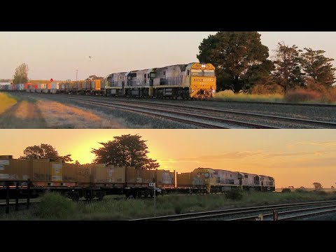 Pacific National 2MA5 Freight Train At Sunset  (13/11/2017) - PoathTV Australian Railways