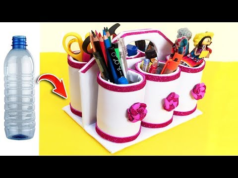 ORGANIZADOR MULTIUSOS CON BOTELLAS DE PLÁSTICO  (IDEAS CON PET) - bottle craft ideas