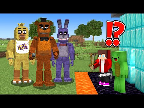 FNAF vs The Most Secure House JJ and Mikey in Minecraft challenge (Maizen Mizen Mazien)