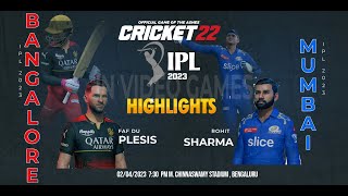 RCB vs MI- Royal Challengers Bangalore vs Mumbai Indians IPL 16 Match Highlights Cricket 22 Gameplay