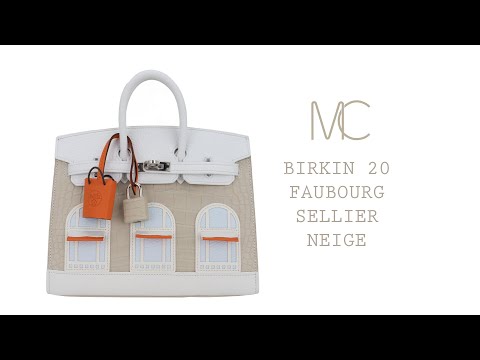 Hermes Birkin 20 Sellier Neige (Snow) White Faubourg House Alligator Bag • MIGHTYCHIC •