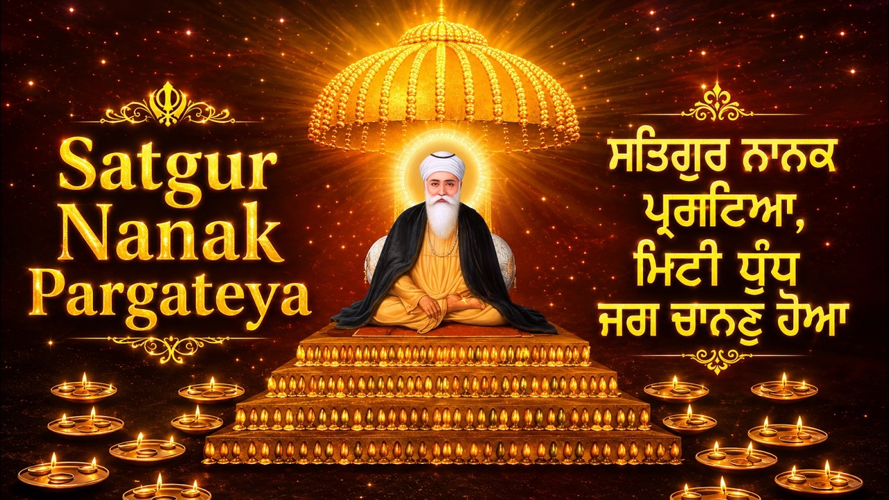 ਸਤਿਗੁਰ ਨਾਨਕ ਪ੍ਰਗਟਿਆ, ਮਿਟੀ ਧੁੰਧ ਜਗ ਚਾਨਣੁ ਹੋਆ <br/>Satguru Nanak Pargateya Miti Dhund Jag Chanan Hoya