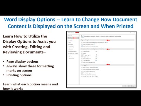 Word Document Display Options - Learn How Document Content is Displayed on Screen and When Printed