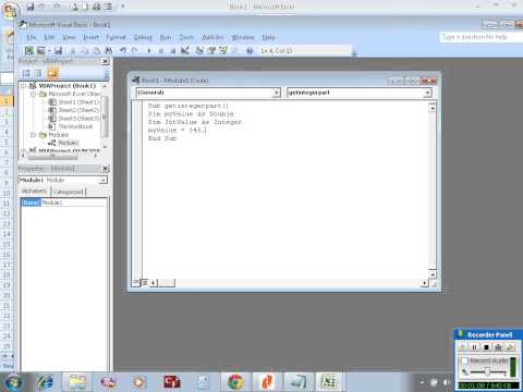 Excel VBA example 10: sub procedure to find the integer value