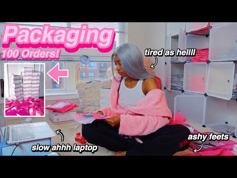 PACKAGE 100 ORDERS WITH ME!!!!! | ENTREPRENEUR LIFE VLOG💞 | Localblackchild