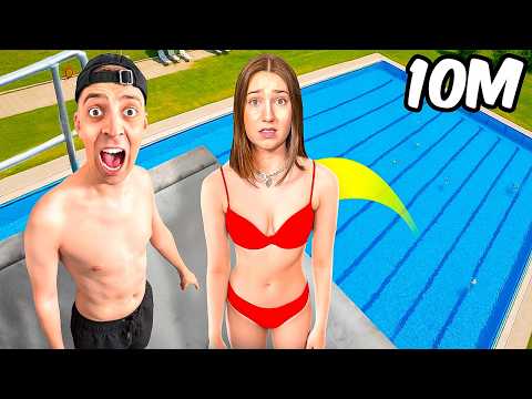 10 METER TURM-SPRINGEN CHALLENGE geht schief! 😳 (mit Freundin)