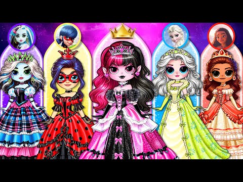 What's the BEST Princess Dress for Elsa, Moana, Ladybug & Monster High? | DIY Fashion Paper Dolls