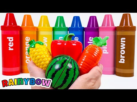 Best Learn Fruit and Vegetable Names for Kids with Toy Crayon Surprises!