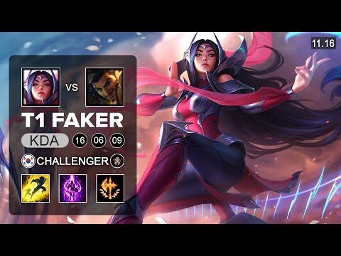 T1 Faker Irelia Mid vs Akshan - KR Challenger Patch 11.16