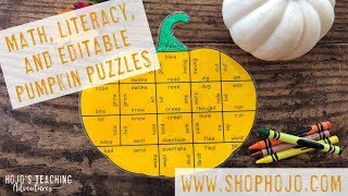 Pumpkin Math & Literacy Puzzles for Fall, Thanksgiving, and Halloween FUN!