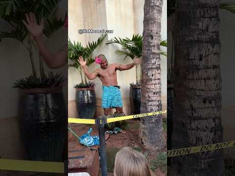 Palm Tree Climbing - Ka Moana Luau, Waikiki, Oahu, Hawaii