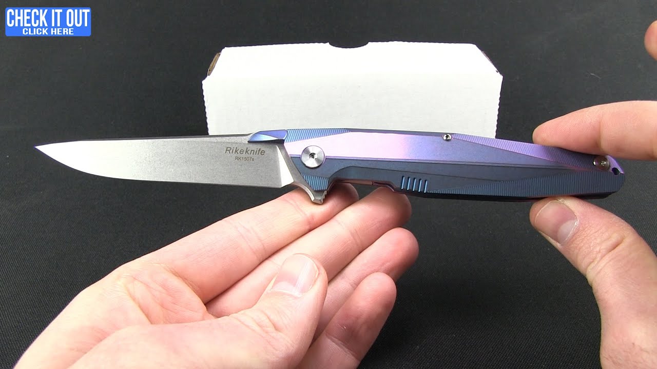 Rike Knife 1507T Tanto Kwaiken Flipper Blue Titanium (3.75" Stonewash)