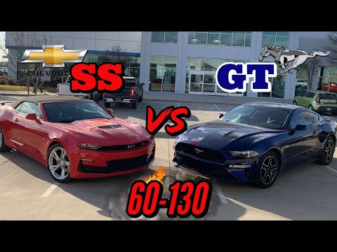 2020 Camaro SS vs 2020 Mustang GT.. 60-130mph rolls... Insanely close!