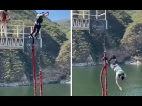 La impactante caída de un turista que hacía bungee jumping y le falló la soga