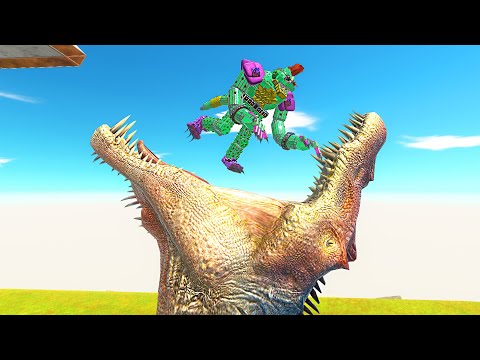 Mecha Units Jump in Spinosaurus Mouth | Animal Revolt Battle Simulator